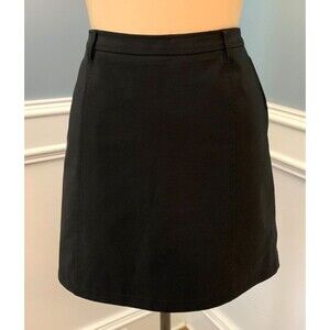 Prada Mini Skirt Womens 8 (IT 44) A line Side Zip Belt Loop Stretch Lined Black